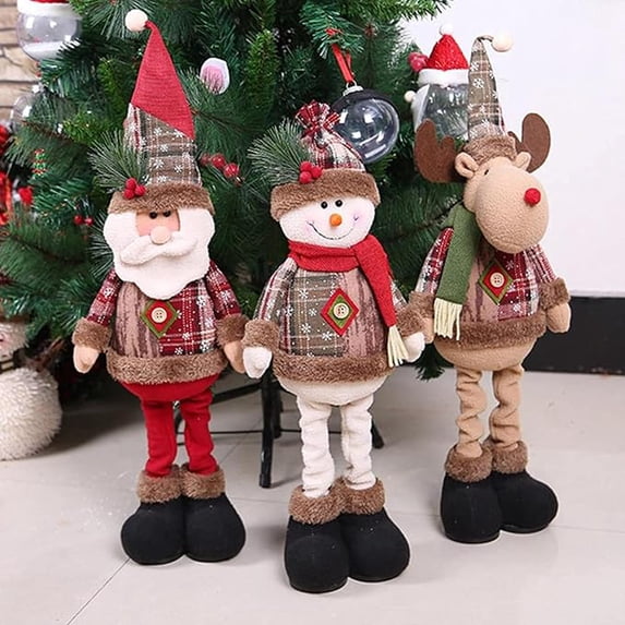 Christmas Gnome Plush with Telescopic Legs, Santa Claus Snowman Reindeer Christmas Decorations Standing Plush Figurine Telescopic Legs Xmas Party Ornament Holiday Standing Gnome Doll Gift