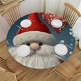Christmas Gnome Round Fitted Tablecloth, Waterproof Table Cover