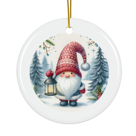 Christmas Gnome Snow Trail Magical Season Treasure For Gifts And Surprises Hanging Round Ornament