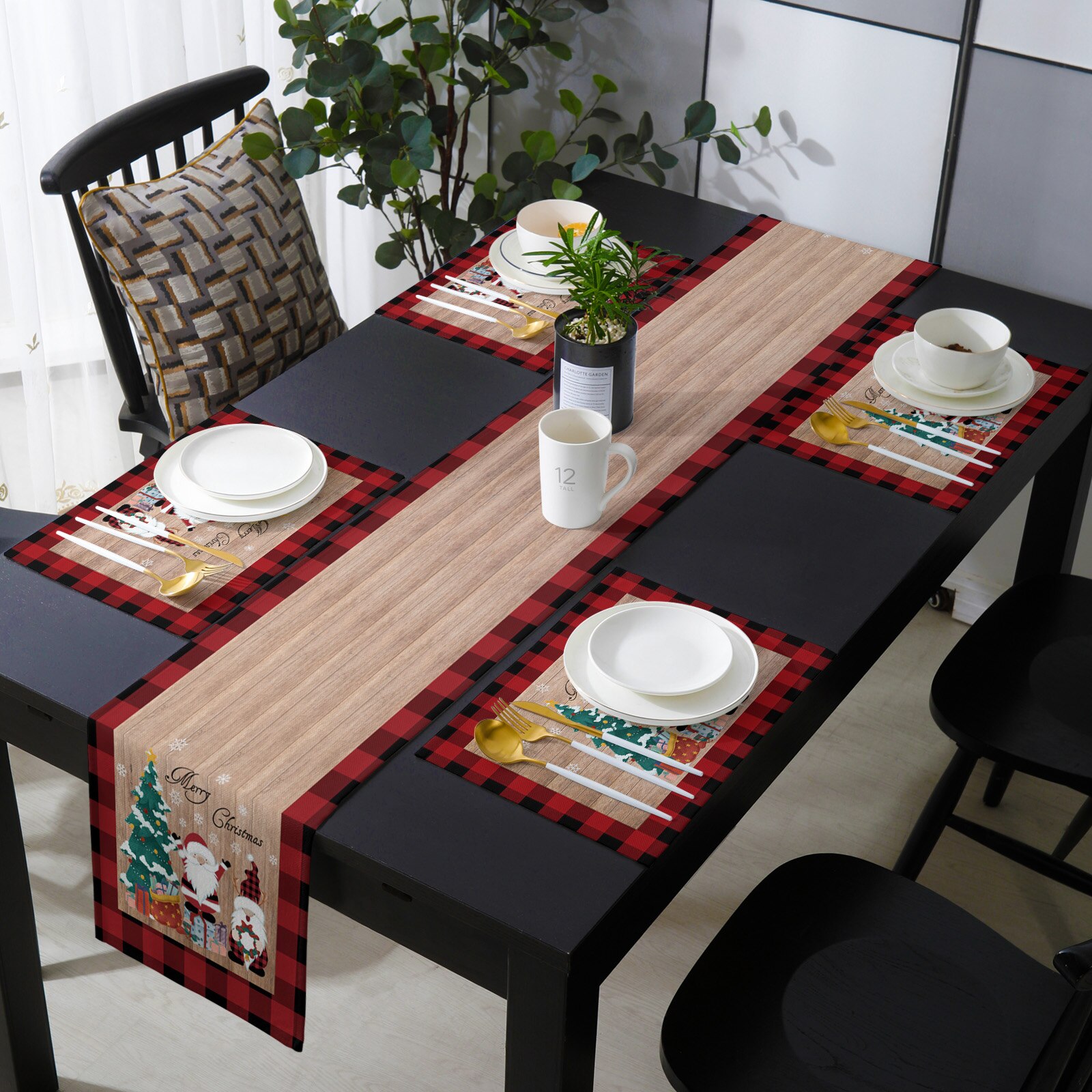 Christmas Gnome Snowflake Table Runner and Placemat Set Wedding Table