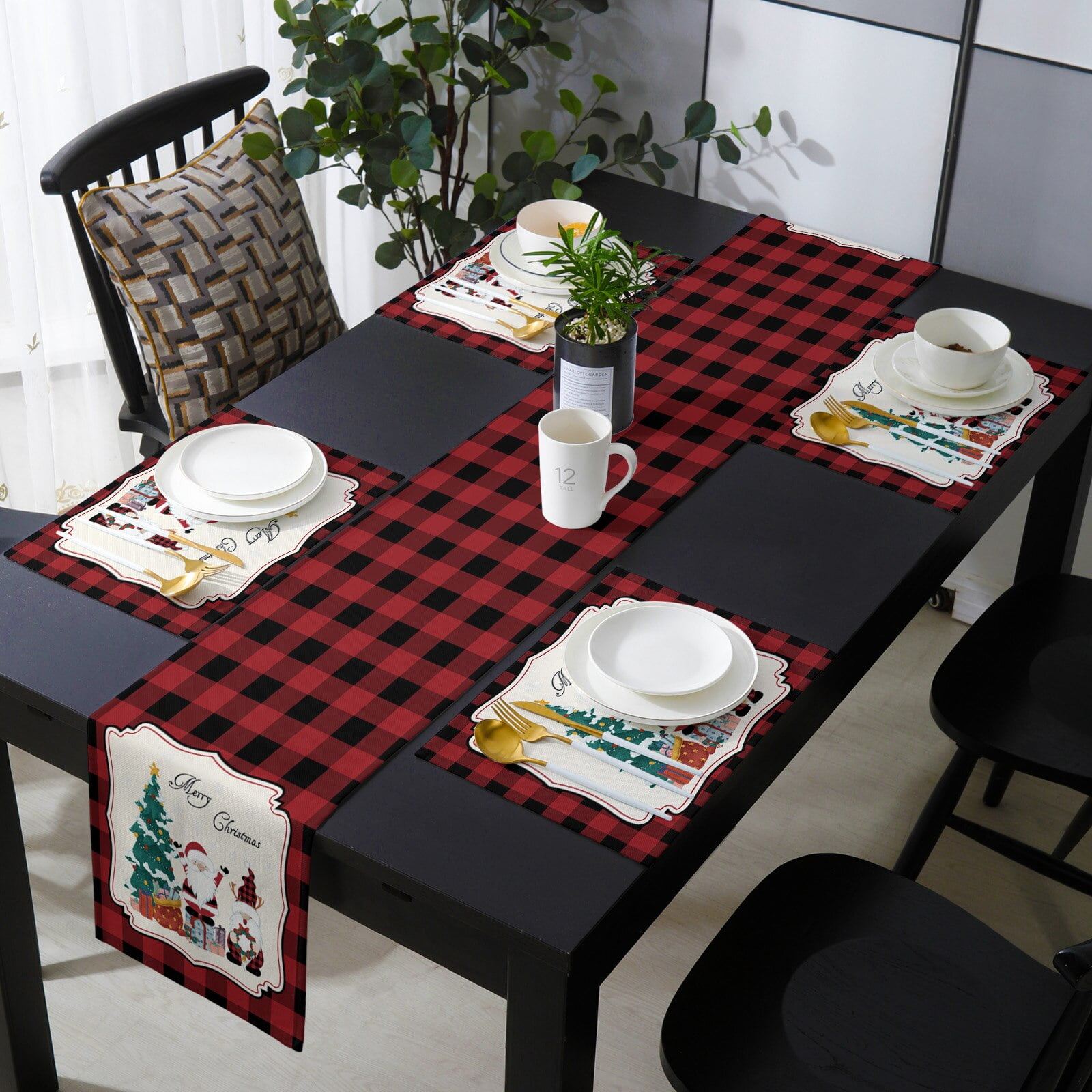 Christmas Gnome Snowflake Table Runner and Placemat Set Wedding Table