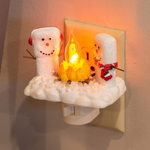Christmas Gnome Snowman Campfire Flickering Night Light - Realistic Flickering Nightlight - 120V Plug-in Wall - Novelty Lighting for Indoor Party Decor Festival Gifts for Family, Friends