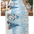thumbnail image 1 of Christmas Gnome Table Runner, Winter Merry Christmas Tree Balls Cotton Linen Tablecloth Holiday Farmhouse Table Decor for Home,Kitchen,Dining Room,Indoor,Outdoor,13X90 Inches Long, Blue, 1 of 7