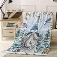 thumbnail image 1 of Christmas Gnome Throw Flannel Blanket 40x60In Pine Tree Leaf Berries Xmas Birds Blue Snow Super Soft Cozy Bed Blanket, Lightweight Plush Fuzzy Bed Throw for Bedroom Sofa Couch Living Room, 1 of 4