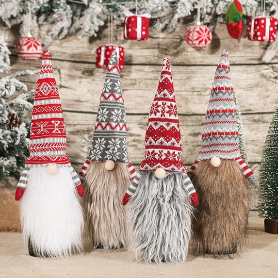 Christmas Gnome Wine Bottle Covers, 4 Pack Handmade Tomte Swedish Gnomes Wine Bottle Toppers Decorative Santa Scandinavian Plush Christmas Decorations New Year Dining Table Decor Party Gift