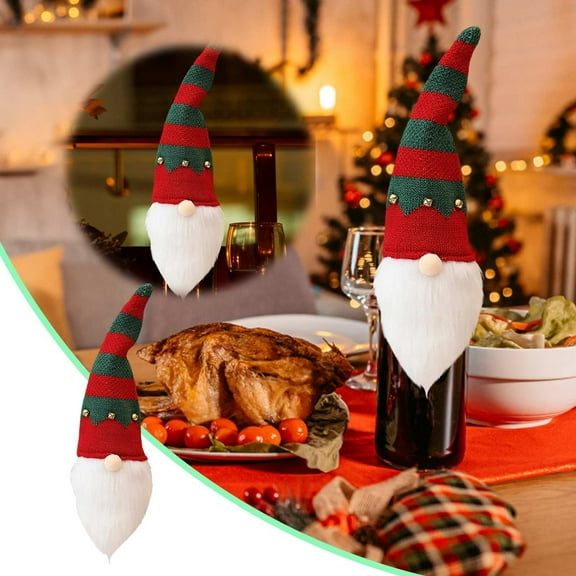 Christmas Bottle Topper Covers Swedish Bottle Cover Handmade Tomte Decorative Plush Santa for Christmas Dining Table Decor Party Favors Holiday Gift Supplies Classic Style