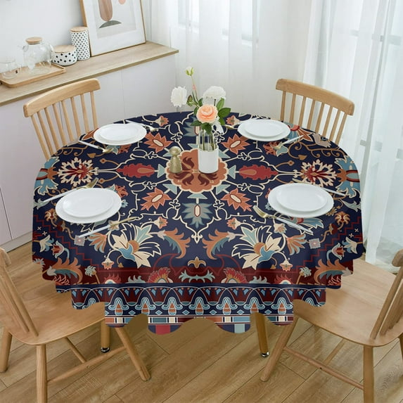 Christmas Gnome Wood Grain Snow Round Tablecloth Waterproof Wedding Decor Table Cover Christmas Party Decorative Tablecloth