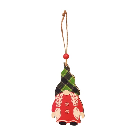 Christmas Gnome Wooden Hanging Ornament – Handmade Santa Claus Tree Decoration with Twine for Holiday Party Decor