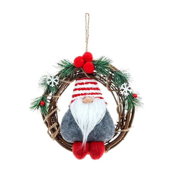 Christmas Gnome Wreath,Holiday Gnome Decor for Front Door Wall Festive Decor