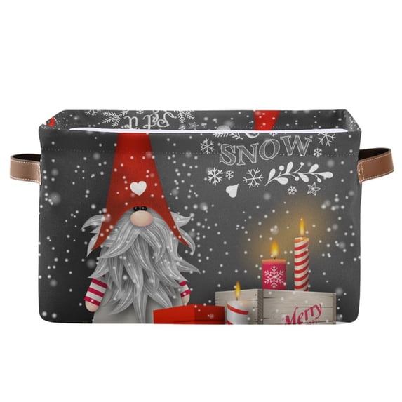 Christmas Gnome with Candles Storage Basket Large Bin Laundry Boxes Toys Foldable Home Organizer Bag 14.2x10.2x8.3 Inches 1 PC