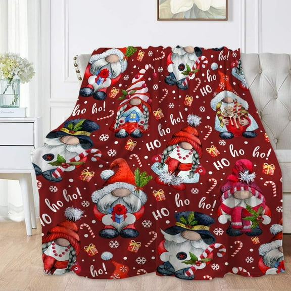 Christmas Gnomes Blanket for Boys Girls, Kids Throw Blanket Gift for Child, Fluffy Cozy Soft Lightweight Blankets for Bed Office, 40x50 Inches