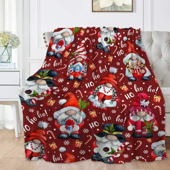 Christmas Gnomes Blanket for Boys Girls, Kids Throw Blanket Gift for Child, Fluffy Cozy Soft Lightweight Blankets for Bed Office, 40x50 Inches
