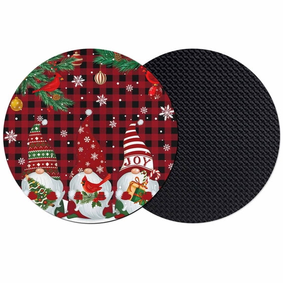 Christmas Gnomes Coasters Set of 2, Absorbent Coasters for Drinks, Buffalo Plaid Joy Pine Branch Cardinal Birds Coaster for Desk Coffee Table Protection, Home Decor House Warming Gifts 4"