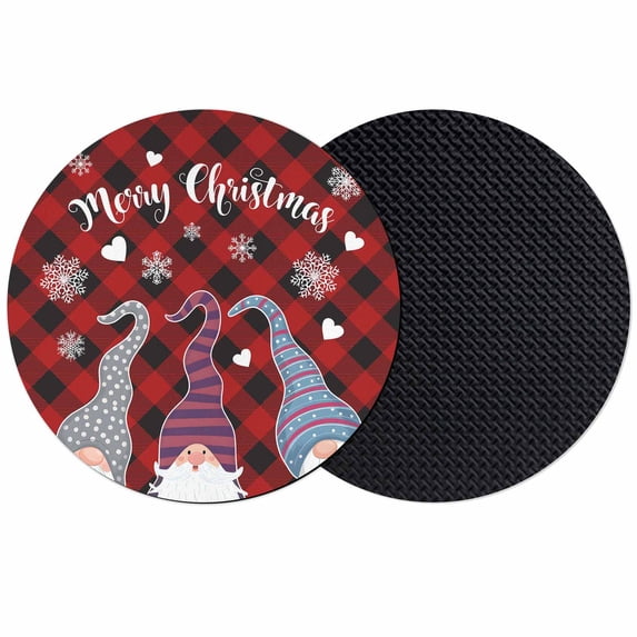 Christmas Gnomes Coasters Set of 2, Absorbent Coasters for Drinks, Buffalo Plaid Xmas Winter Snowflakes Coaster for Desk Coffee Table Protection, Home Decor House Warming Gifts 4"