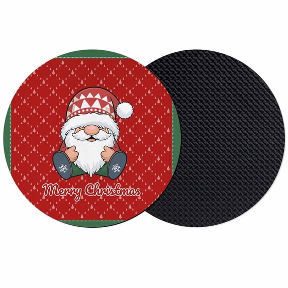 Christmas Gnomes Coasters Set of 2, Absorbent Coasters for Drinks, Winter Xmas Snowflakes Textured Red Coaster for Desk Coffee Table Protection, Home Decor House Warming Gifts 4"