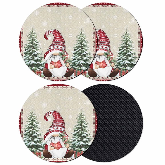 Christmas Gnomes Coasters Set of 4, Absorbent Coasters for Drinks, Xmas Tree Snowflake Winter Holiday Gifts Coaster for Desk Coffee Table Protection, Home Decor House Warming Gifts 4"