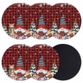 thumbnail image 1 of Christmas Gnomes Coasters Set of 6, Absorbent Coasters for Drinks, Winter Cat Pine Trees Red Black Plaid Coaster for Desk Coffee Table Protection, Home Decor House Warming Gifts 4", 1 of 8