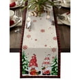 thumbnail image 1 of Christmas Gnomes Cotton Linen Table Runner for Dining Kitchen, Xmas Tree Snowflake Rustic Red Black Plaid Wedding Outdoor Party Tablerunners Decor, Dresser Scarf Coffee Tablecloth Runners 18"x72", 1 of 9