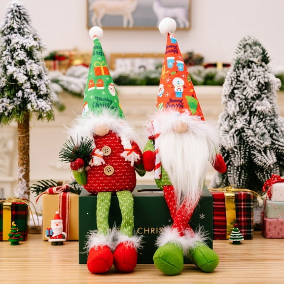 Christmas Gnomes Decoration, 2PC Gnomes Plush Collectible Figurine Tomte Merry Christmas Santa Gnome Swedish Tomte Nisse Plush Doll for Decor Holiay Party Gifts