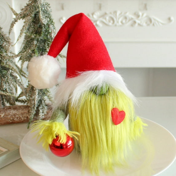 Christmas Gnomes Decoration Christmas Elf Decoration Indoor Christmas Decorations for Home Decor Gnomes Plush Collectible Green Beard Plush Doll Xmas Party Table Decor