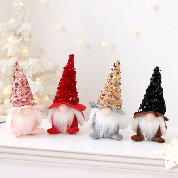 Christmas Gnomes Decoration Sequin Gnomes Plush Collectible Figurine Tomte Merry Christmas Santa Gnome Swedish Tomte Nisse Plush for Decor Holiay Party Gifts