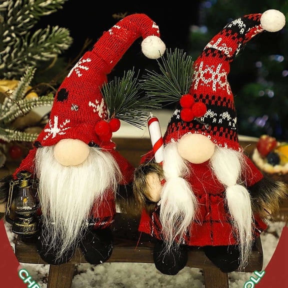 Christmas Gnomes Decorations,2PCS Handmade Swedish Tomte Plush Gnomes Scandinavian Santa Elf Christmas Table Tiered Tray Ornament Gnome Christmas Decor Gifts