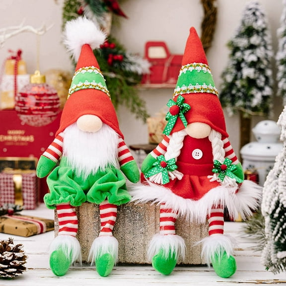 Christmas Gnomes Decorations,2PCS Handmade Swedish Tomte Plush Gnomes with Dangling Legs Christmas Scandinavian Santa Elf Table Decoration Ornaments