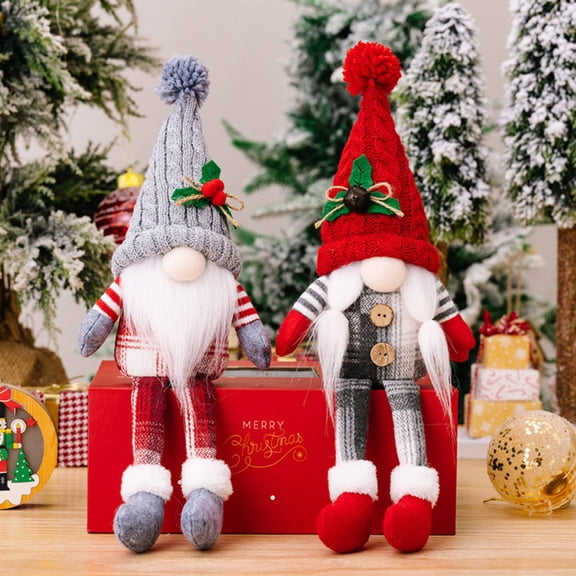 Christmas Gnomes Decorations, 2PCS Gnomes Plush Collectible Figurine Tomte Merry Christmas Santa Gnome Swedish Tomte Nisse Plush for Decor Holiay Party Gifts