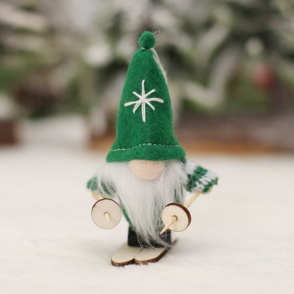 Christmas Gnomes Decorations,Sled Christmas Gnomes Plush with Wood Skis and Ski Poles,Christmas Gnomes Plush Christmas Decor, Handmade Swedish Gnomes,Gifts