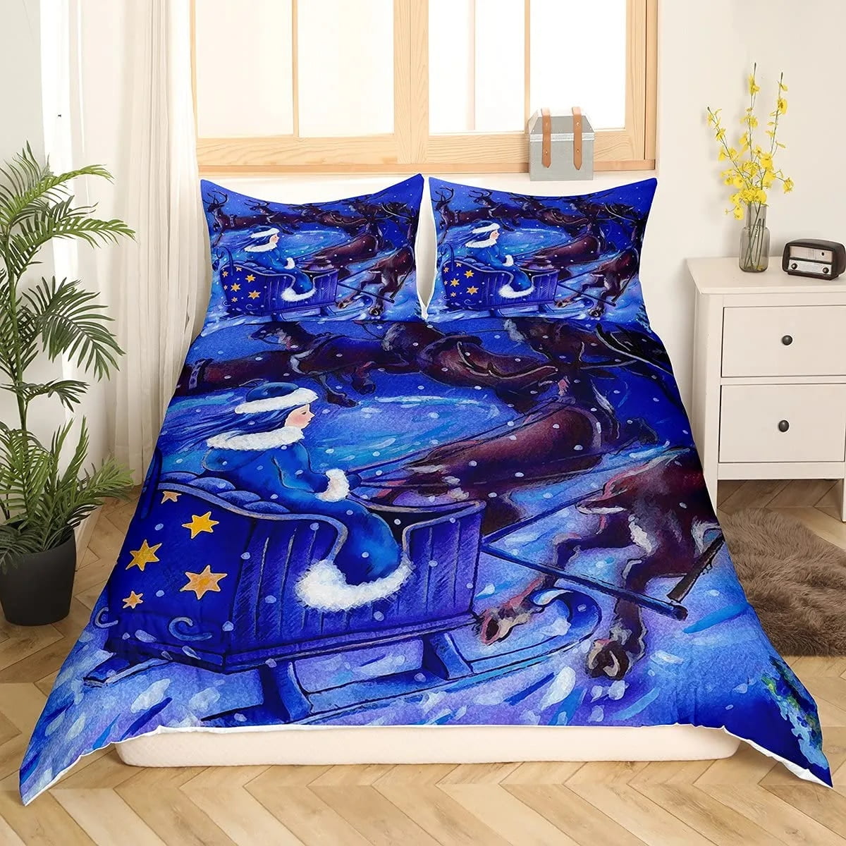 Christmas Gnomes Duvet Cover Set Santa Claus Xmas Comforter Cover Merry