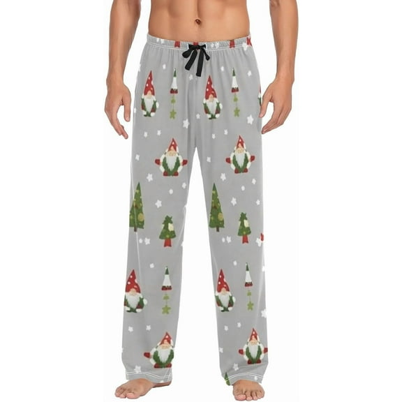 Christmas Gnomes Gray Mens Pajama Pants with Drawstring Pockets Lounge Pants Pajama Bottoms Men Sleep PJ Pants for Men