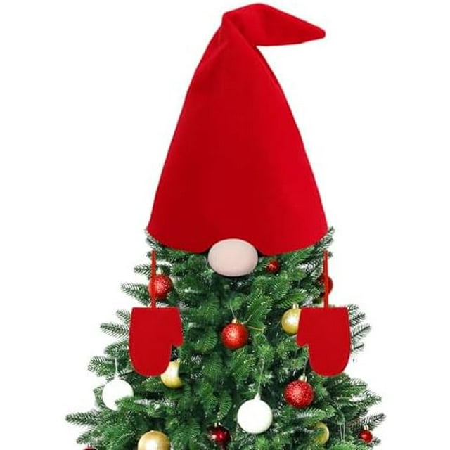 Christmas-Gnomes Hat Tree Topper - Santa Hat Bush Kit with Nose and ...