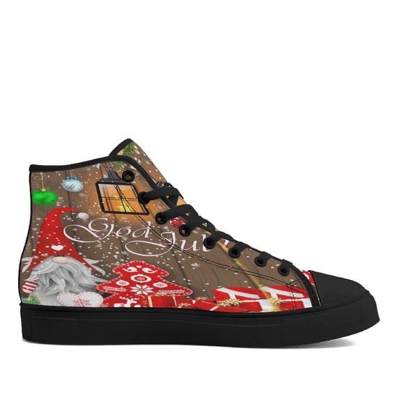 Christmas Gnomes High Top Canvas Shoes Sneakers Black Size 5