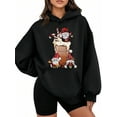 thumbnail image 1 of Christmas Gnomes Hot Chocolate Hoodie Women's Oversized Festive Holiday Sweatshirt With Pocket For Christmas Party, Winter Season, Xmas Gift, 1 of 6