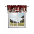 thumbnail image 1 of Christmas Gnomes Kitchen Curtain Valances for Windows Farmhouse Short Curtains, Winter Cat Pine Trees Red Black Plaid Rod Pocket Valance Curtain for Bedroom Cafe Living Room 54"x18", 1 of 8