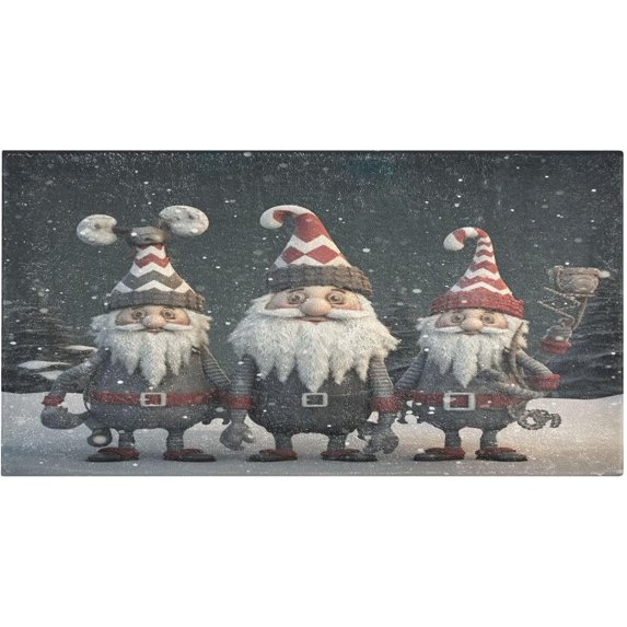 Christmas Gnomes Kitchen Mat Soft and Absorbent Bath Mats for Bathroom Non Slip Quick Dry Shaggy Bath Carpet Machine Wash for Kitchen Bathroom Shower 39x20 in Home Decor