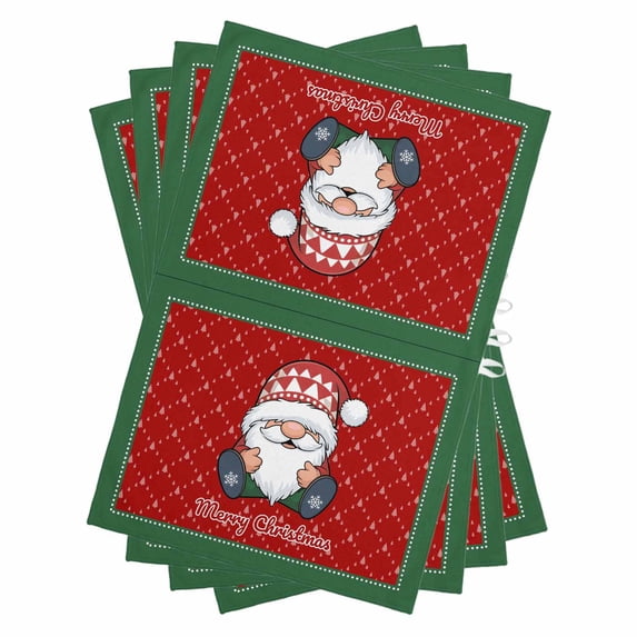 Christmas Gnomes Kitchen Towels Set of 4, Water Absorbent Dish Towel, Winter Xmas Snowflakes Textured Red Decorative Hand Towels - Quick Drying Cloth for Cooking Baking, 18x28 Inch