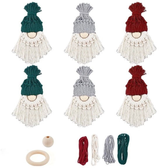 Christmas Gnomes Macrame Craft Kit 6 Piece Set Diy Christmas Tree Ornaments for Adults Home Holiday Decor Supplies