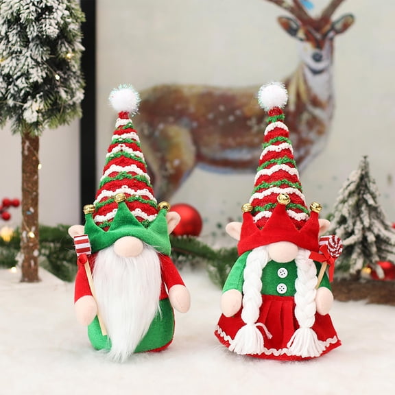Christmas Gnomes Plush Decorations, 2 PCS Handmade Dolls Home Decor with Gift Box Faceless Elf Dwarf Set for Tree Table Mantel Tiered Tray Ornaments, Festive Gift for Wife Kids Collectors