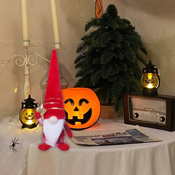 Christmas Plush Decorations Handmade Plush with Red Knit Coat Soft Holiday Decor for Home Kitchen Mantel Tabletop Shelf Office Christmas Party Ornaments