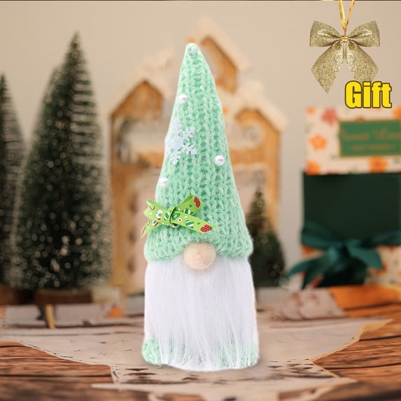 Christmas Gnomes Plush Decorations with Knitted Hat,Christmas Ornaments Swedish Tomte Handmade Faceless Old Man Doll Gift,Holiday Home Tabletop Mantel Fireplace Decor Christmas Stocking Stuffers 9.4"
