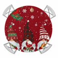 thumbnail image 1 of Christmas Gnomes Round Tablecloth for 45-54 Inch Tables,Fitted Table Cover with Elastic Edge,Red Joy Pine Branches Cardinal Birds Waterproof Outdoor Table Cloth Protector for Patio Garden Dinner, 1 of 9