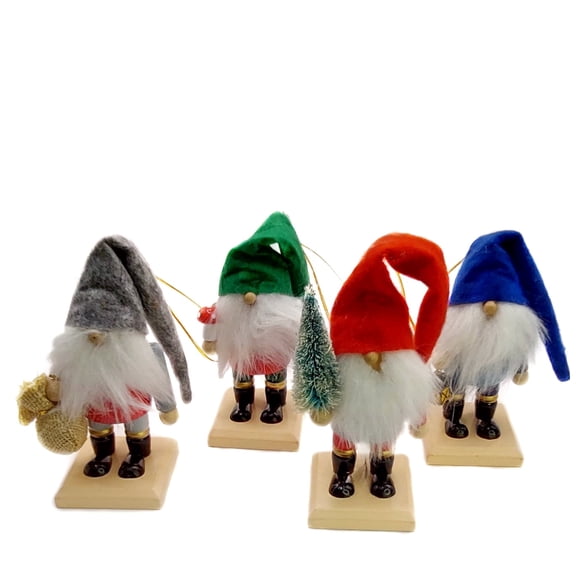 Wizardi Classic Wooden Festive Decoration - Christmas Gnomes Set F07M14-14