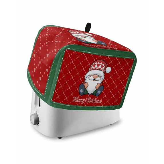 Christmas Gnomes Small Toaster Cover 2 Slice, Kitchen Appliance Covers, Winter Xmas Snowflakes Textured Red Toaster Oven Cover with Loop, Bread Machine Cover Polyester Dust Cover Protection