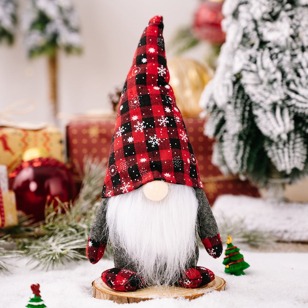 Red and Black Plaid Christmas Gnome Gift Tag Template - Digital Art Star