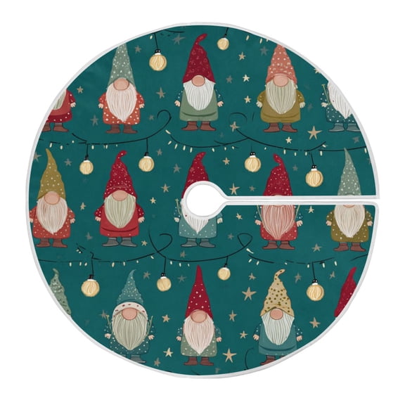 Christmas Gnomes Stars Lights Christmas Tree Skirt Opening Design Floor Mat Holiday Decor 35 inch