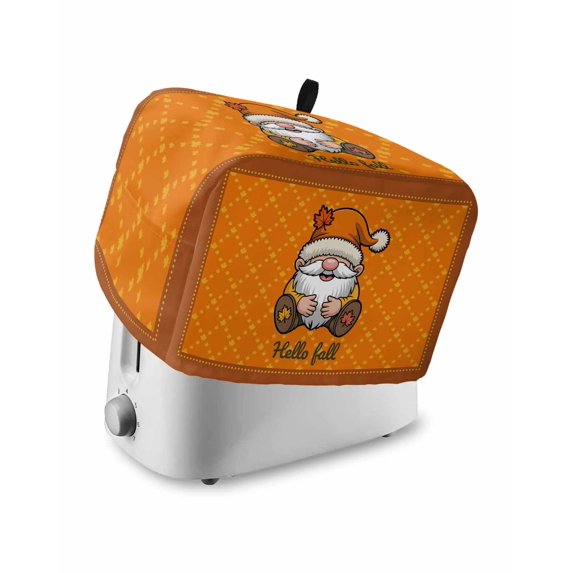Christmas Gnomes Toaster Cover 2 Slice, Small Kitchen Appliance Covers, Winter Xmas Snowflakes Textured Orange Toaster Oven Cover with Loop, Bread Machine Cover Polyester Dust Cover Protection