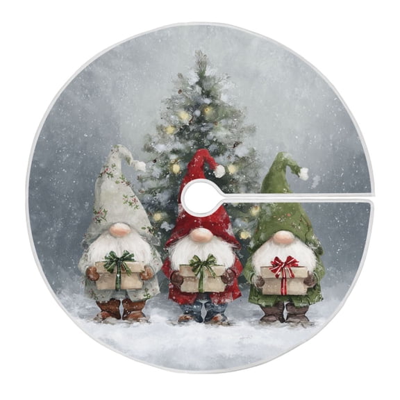 Christmas Gnomes with Gifts Christmas Tree Skirt Opening Design Floor Mat Holiday Decor 47 inch