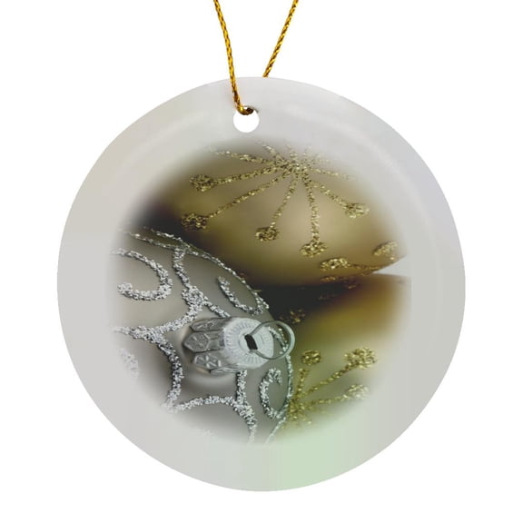 3drose, Christmas Gold and Silver Ball Cluster, Circle Porcelain Ornament