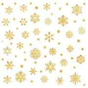 Christmas Gold Blue Snowflake Cling Wall Stickers Glass Window Decoration Peel and Stick Wallpaper, Wall Decals Clearance Under $5.00